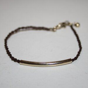 Beautiful braided brown cord bracelet and gold 8-9"